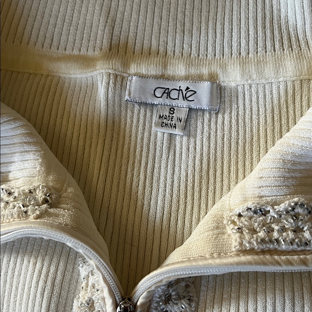 2 Cache Black Zip-Up Sweaters with Beaded Detail - Picture 3 of 4